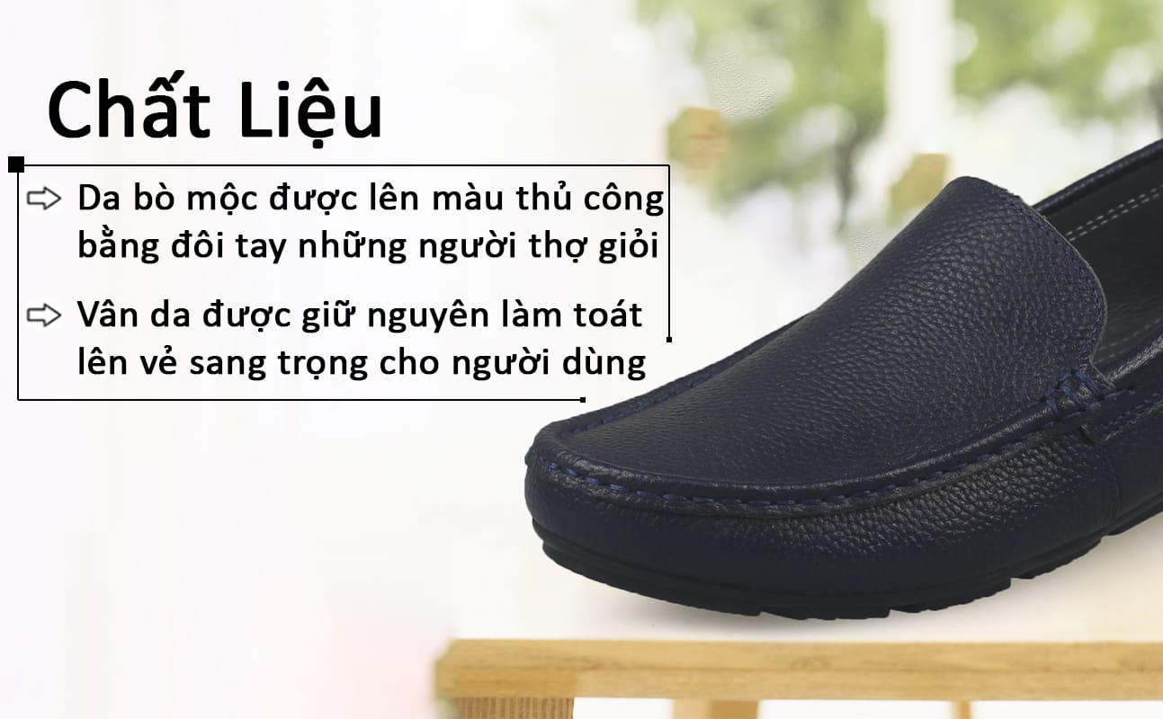 Giày lười nam da bò màu xanh sẫm GL401X